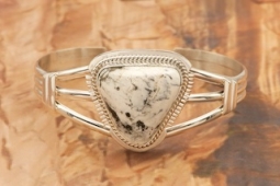 Genuine White Buffalo Turquoise Sterling Silver Bracelet